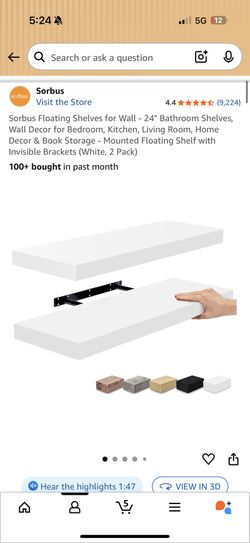 White floating shelves BRAND uNEW in BOX 24”