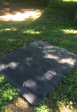 Truck bed cover with hardware and rails