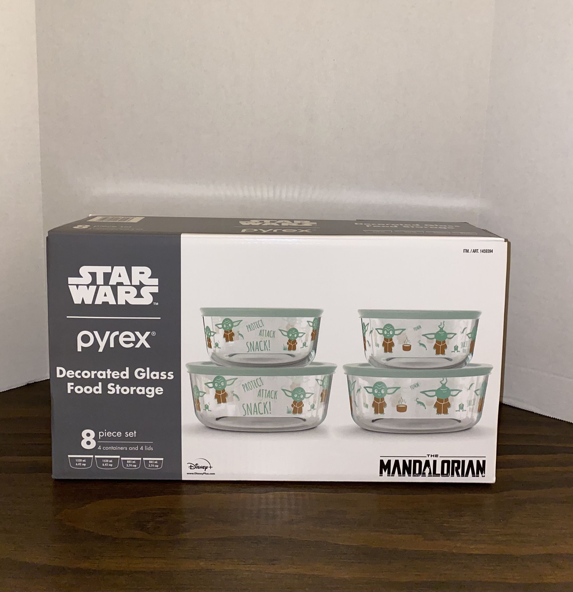 STAR WARS BABY YODA MADALORIAN 8 PCS SET DECORATED GLASS COLLECTABLE
