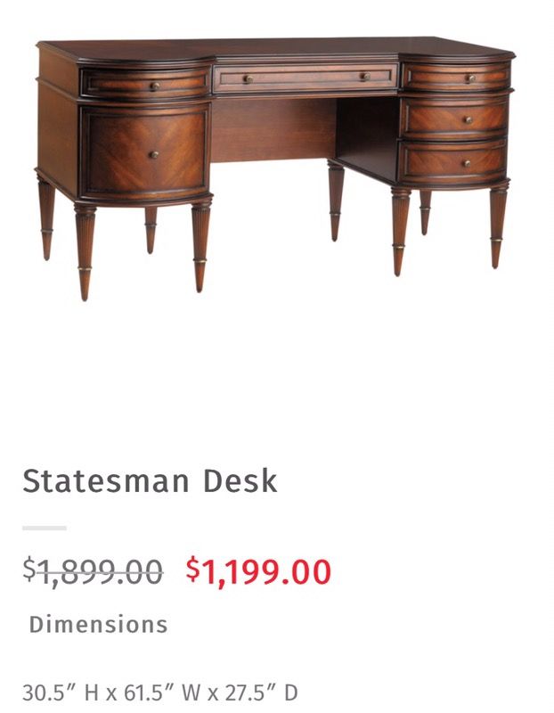 Office Desk - The Bombay Company - Very Nice - Executive Statesman Desk
