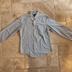 Abercrombie & Fitch Blue White Striped Men’s Button Down Dress Shirt XL