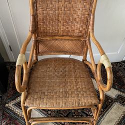 1960s or 1970s, Italian Bamboo Rattan Accent Arm Chair