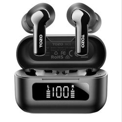 Hybrid Active Noise Cancelling Wireless Earbuds with 6 Mics AI Clear Call Ear Buds 55H Playtime with LED Display 32 Preset EQs via APP Bluetooth 5.3 I