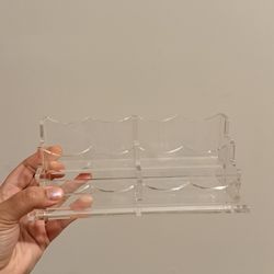 Business Card Holder Display for Desk, Cards Organizer Case, 4 Slot 2 Tier, Clear Acrylic Business Card Stand Rack