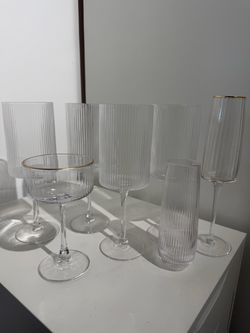 Ribbed wine glasses