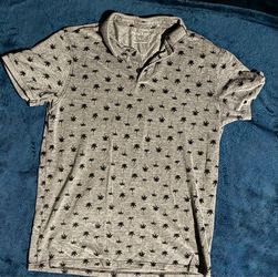 Primark Men's Palm Tree Print Polo Shirt Large