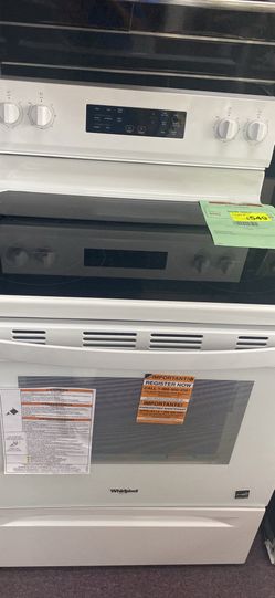 whirlpool 30-in Glass Top 5 burners 5.4 cu ft Air Fry Convention Oven Electric Range (White )