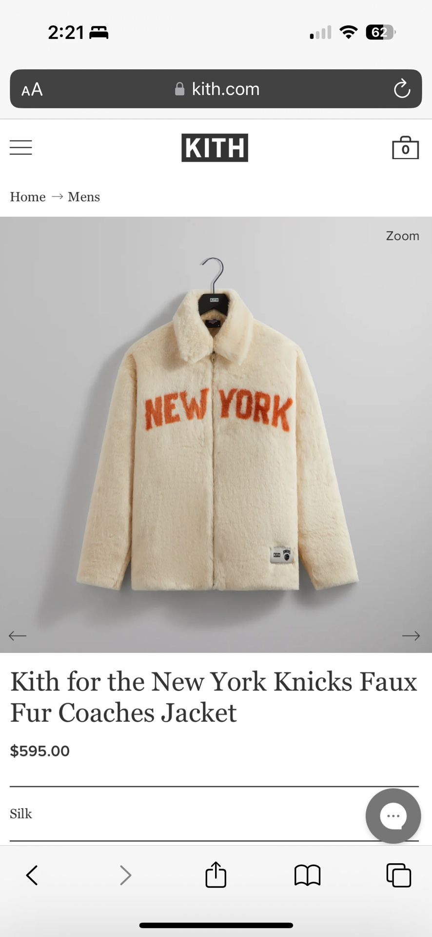 KITH For The New York Knicks Faux Fur Coaching Jacket for Sale in