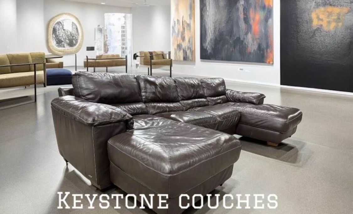 🔥🔥🔥GORGEOUS 3pc Cindy Crawford FULL GRAIN LEATHER Sectional Double Chaise, Delivery Available 🚚