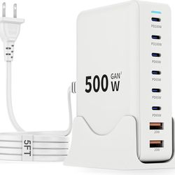 500W GaN USB C Charger Block Charging Station 8 Port