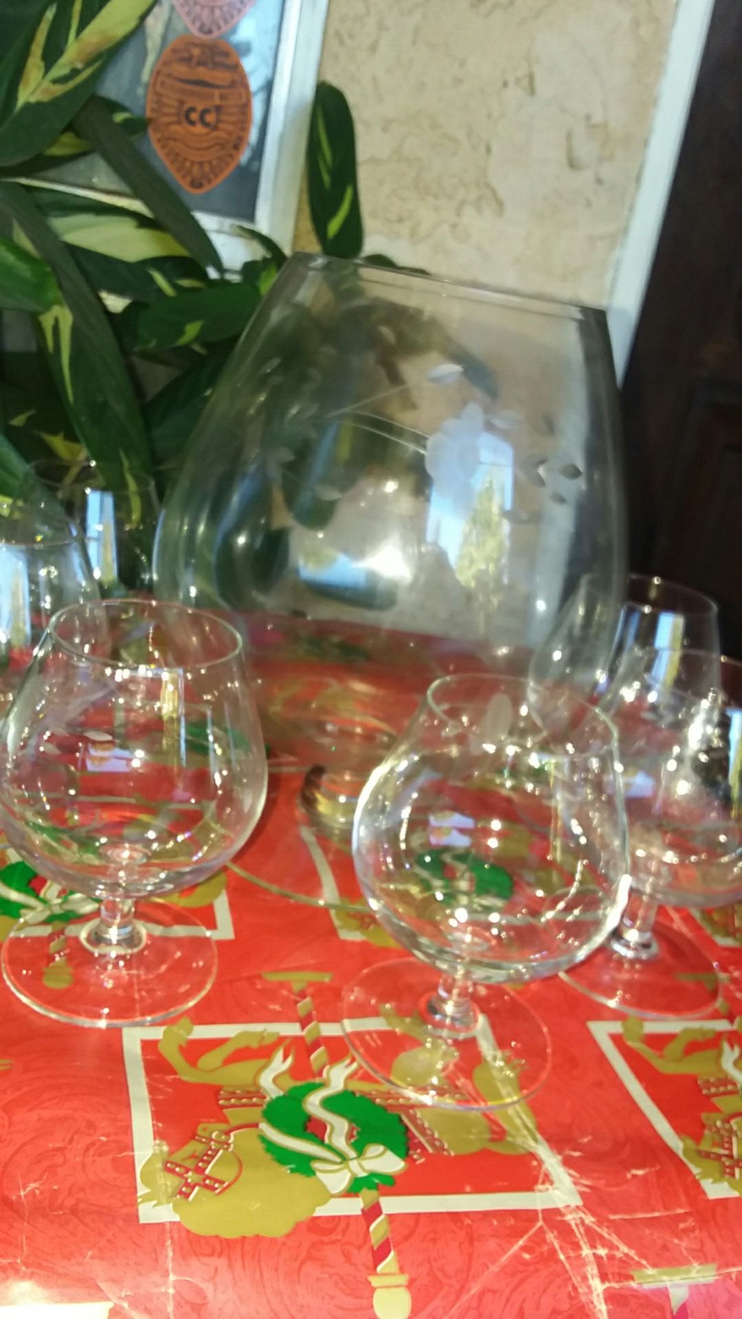 6 Princess House Whiskey Brandy Glasses plus Decanter With Glasses