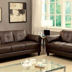 Brand New Brown Leatherette Sofa And Love Seat 