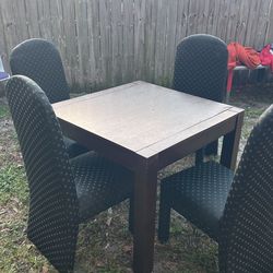 Antique wood table chairs