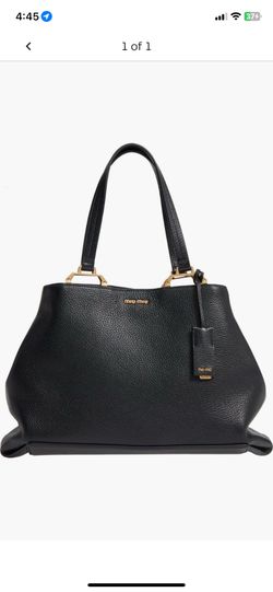 Authentic Miu Miu Madras Black Grained Leather Tote Bag