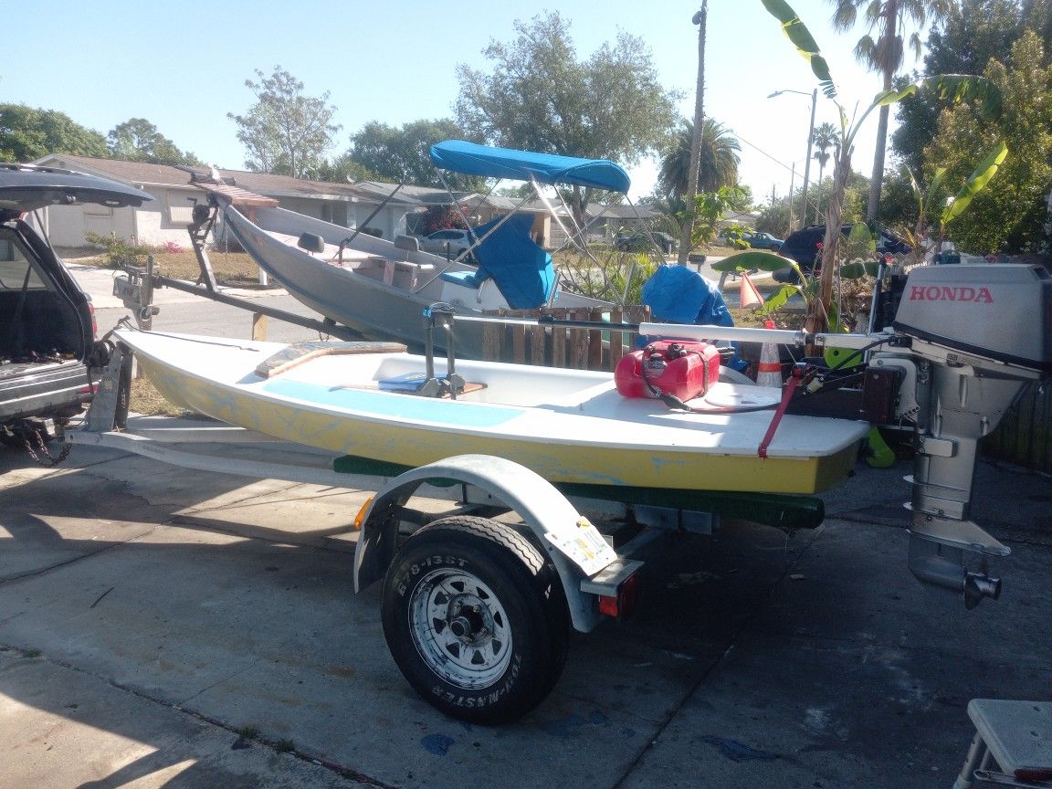 14ft AMF Force 5 sailboat converted to skiff w/ trailer 