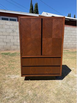 Lane Mid-Century Modern Walnut Armoire / Gentleman’s Chest
