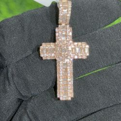 Cross Pendant 14k Rose Gold With Diamonds
