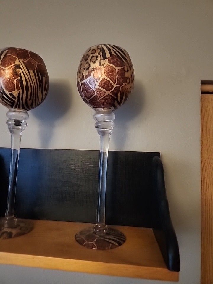 Animal print candle holders