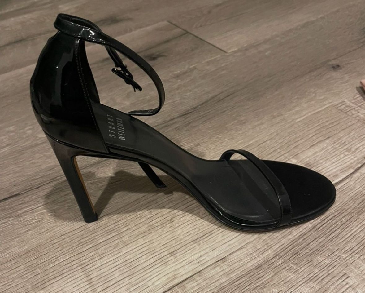 Stuart Weitzman Black Leather Stiletto 6.5