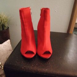 RED Satin Spike Half Boots