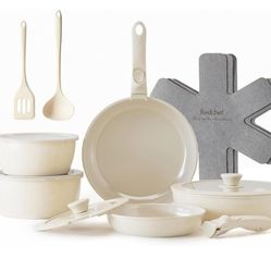 Redchef Ceramic Pots and Pans Set, Nonstick Kitchen Cookware Set with Detachable Handle, Non Toxic Cookware Set 16pcs, PFAS PFOA & PTFE Free, RV Ceram