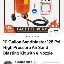 New Sand Blaster 10 Gal. Portable 
