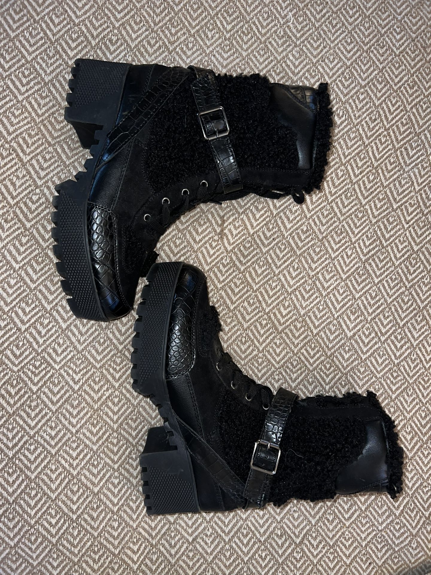 Snake skin Combat Boots