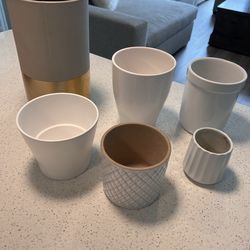 Set of 6 Porcelain Plant Holders – Large, Medium & Small – Great Condition