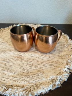 Vintage Style Copper Mugs - Set of 2