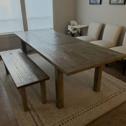 Wooden Dining Table with Bench