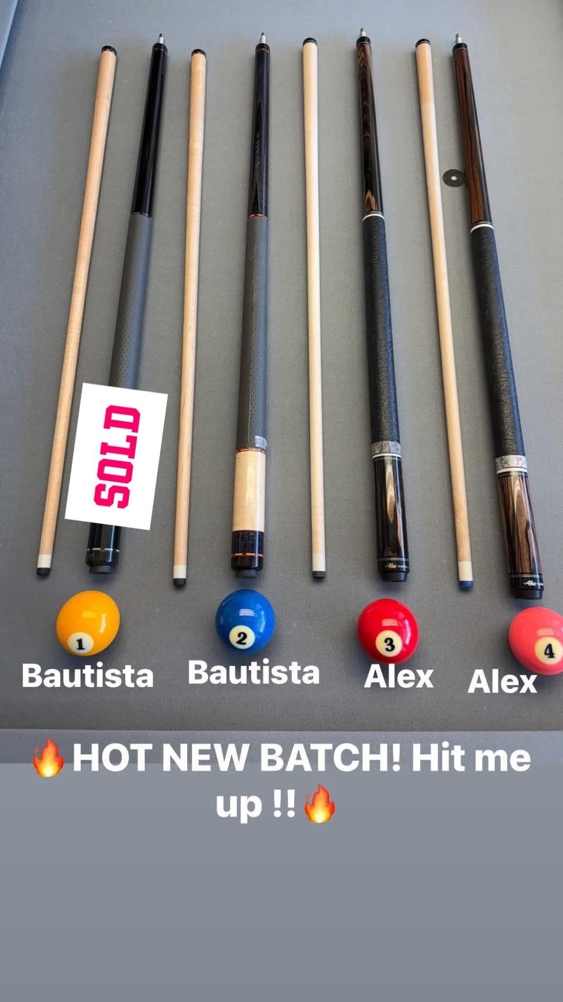 Bautista And Alex Custom Cues