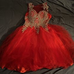 Formal Red Dress Floral Sequin 