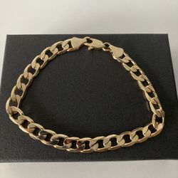 8 Inch 14k Gold Plated Man Cuban Link Bracelet 