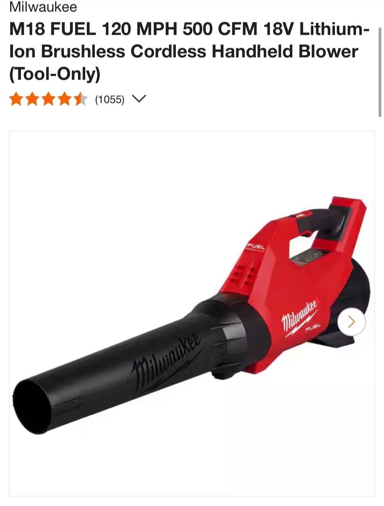 Milwaukee M18 Blower 500 Cfm NEW