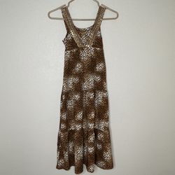 Summer  Dress Forever Me sleeveless, tiered maxi dress featuring a brown and white leopard print Size 7