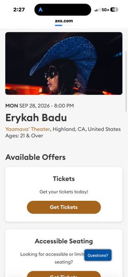 Erykah Badu in concert Monday 28th Yaamava casino