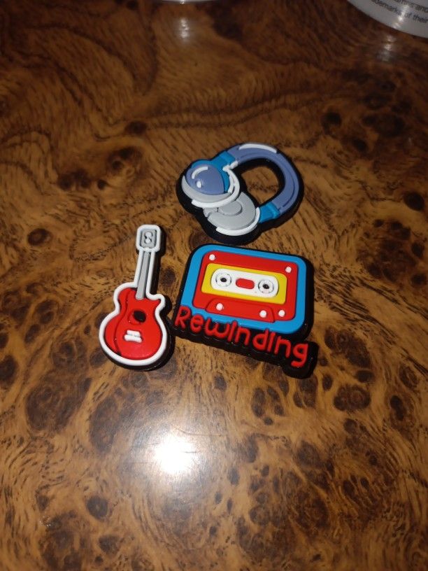 3 Piece Croc Charms Guitar Tape And Headphones