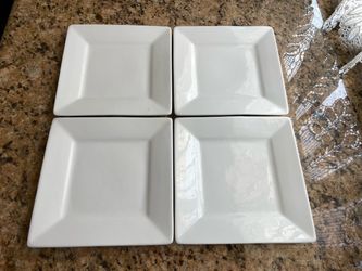 Set of 4 BIA Cordon Bleu 7.25" Square White Porcelain Plates