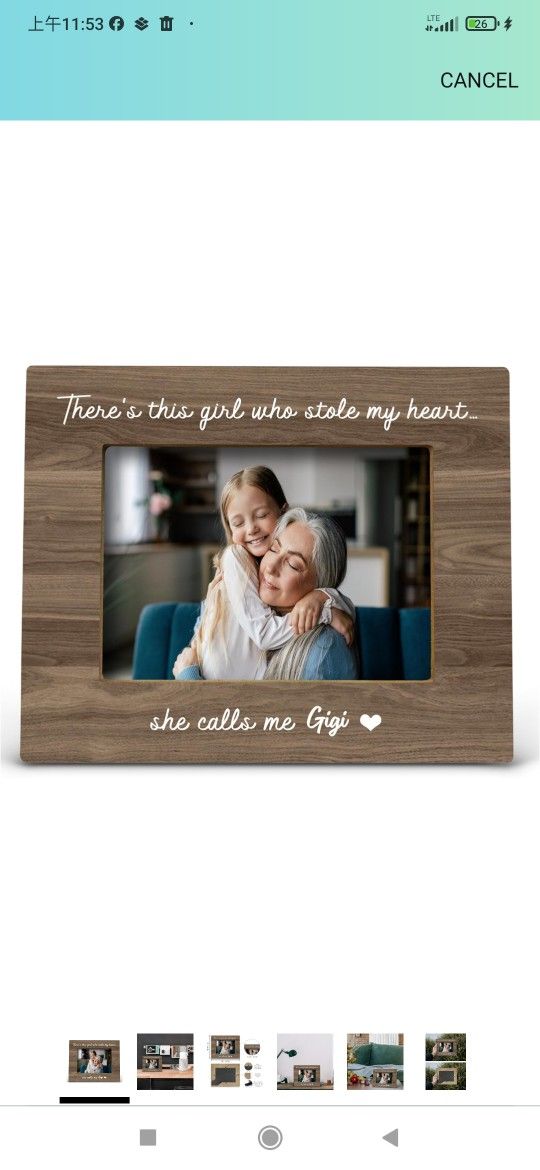 Gigi Picture Frame - Gigi Frame, Grandma Picture Frame, Picture Frame for Grandma, Gigi Mothers Day Gifts, Theres This Girl Who Stole My Heart She Cal