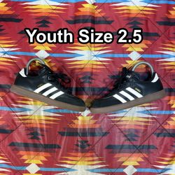 Adidas Samba Classic Soccer Youth Size 2.5 Black Gum Leather Shoes 036516