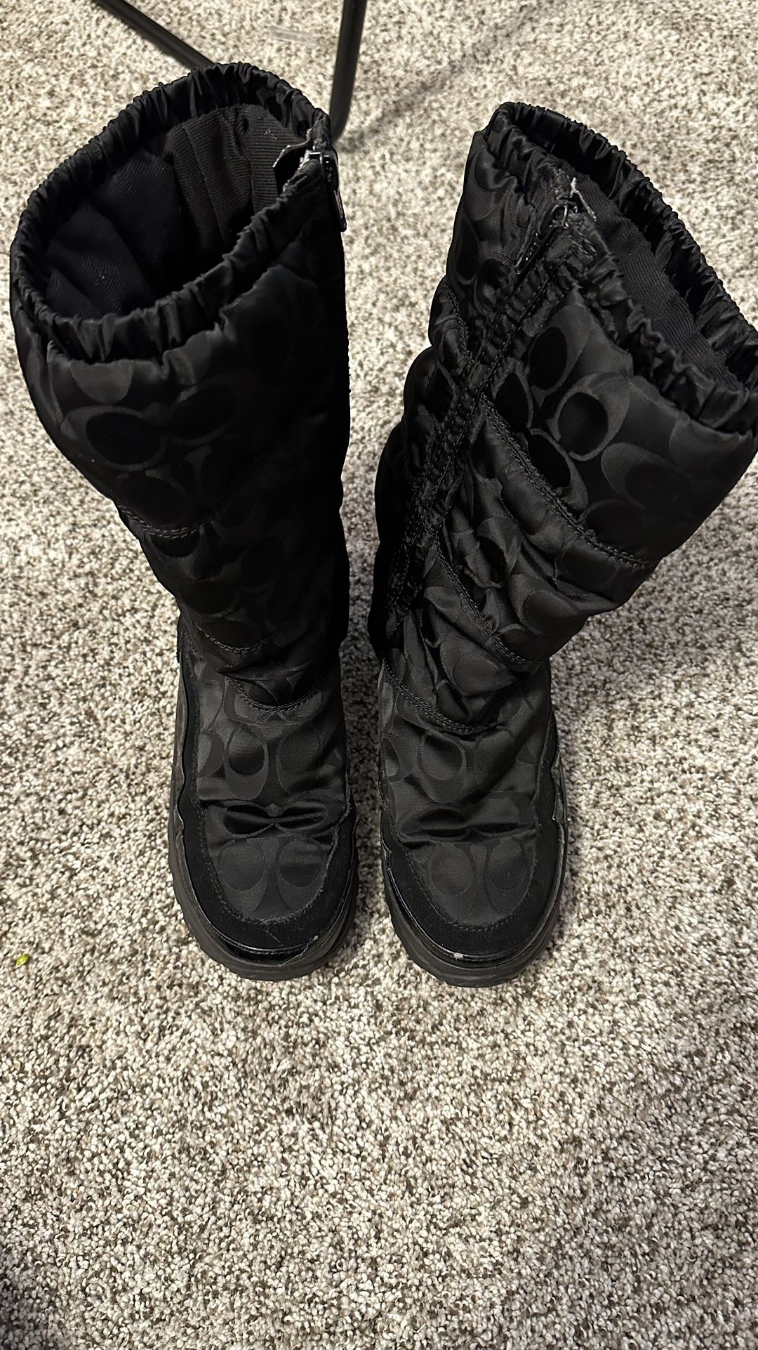 Coachw Snow Boots Womens Black Signature Sz 7.5
