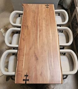 Natural Live Edge solid Wood Big Size Dining Table.