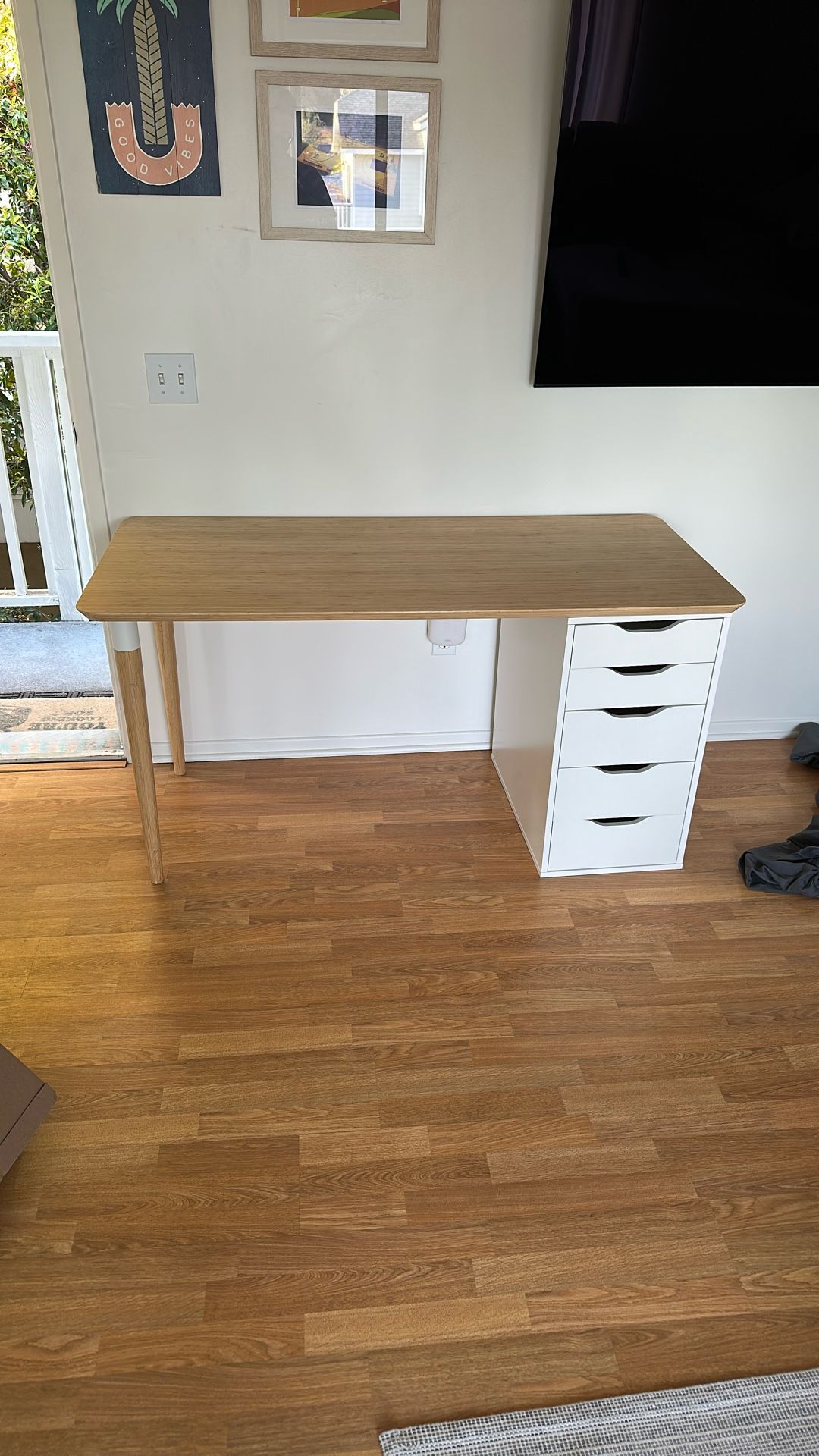 IKEA White Table with 5 drawers