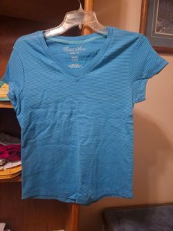 Faded Glory Blue/Navy Striped S/S Medium Tee Vintage
