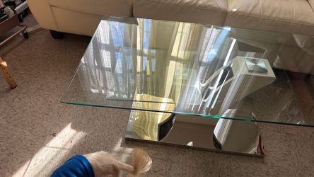 Glass Top Coffee Table with Chrome Base