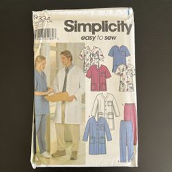 Simplicity Sewing Pattern L XL BB Easy To Sew 9334 Scrub Top Pants Jacket 2000