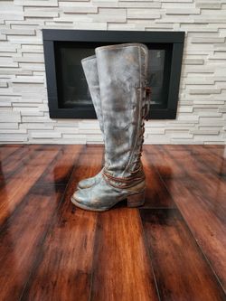 Freebird by Steven Coal Knee-High Leather Boots Women’s Size 8 Distressed Gray Brown