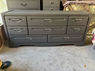 Dresser midcentury all wood 70s webb refinished modern gray 65”