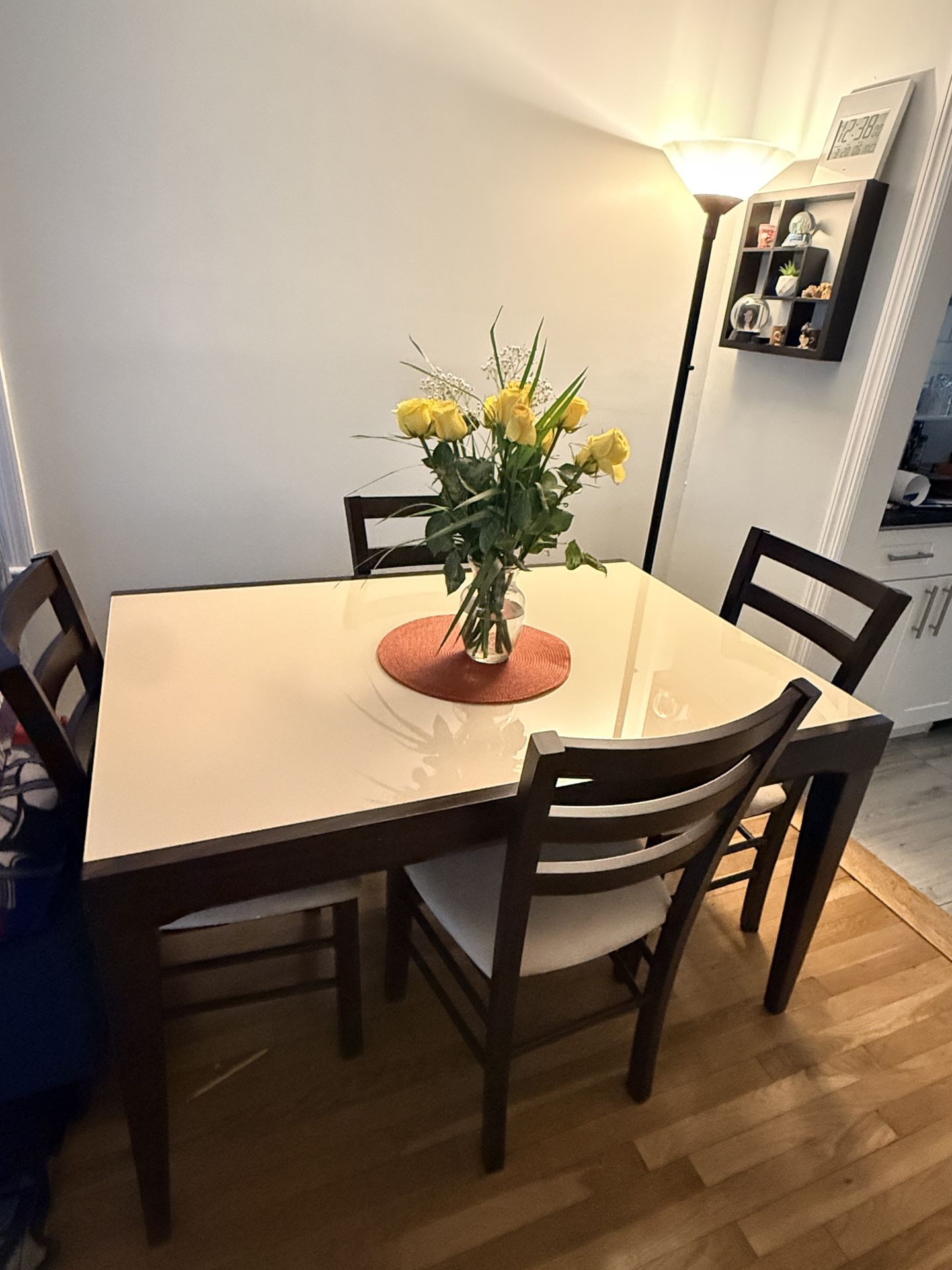 Glass Table Wood Sits 4 And Convert To Sit 10