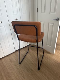 Brown Faux Leather Bar Stool with Black Metal Frame